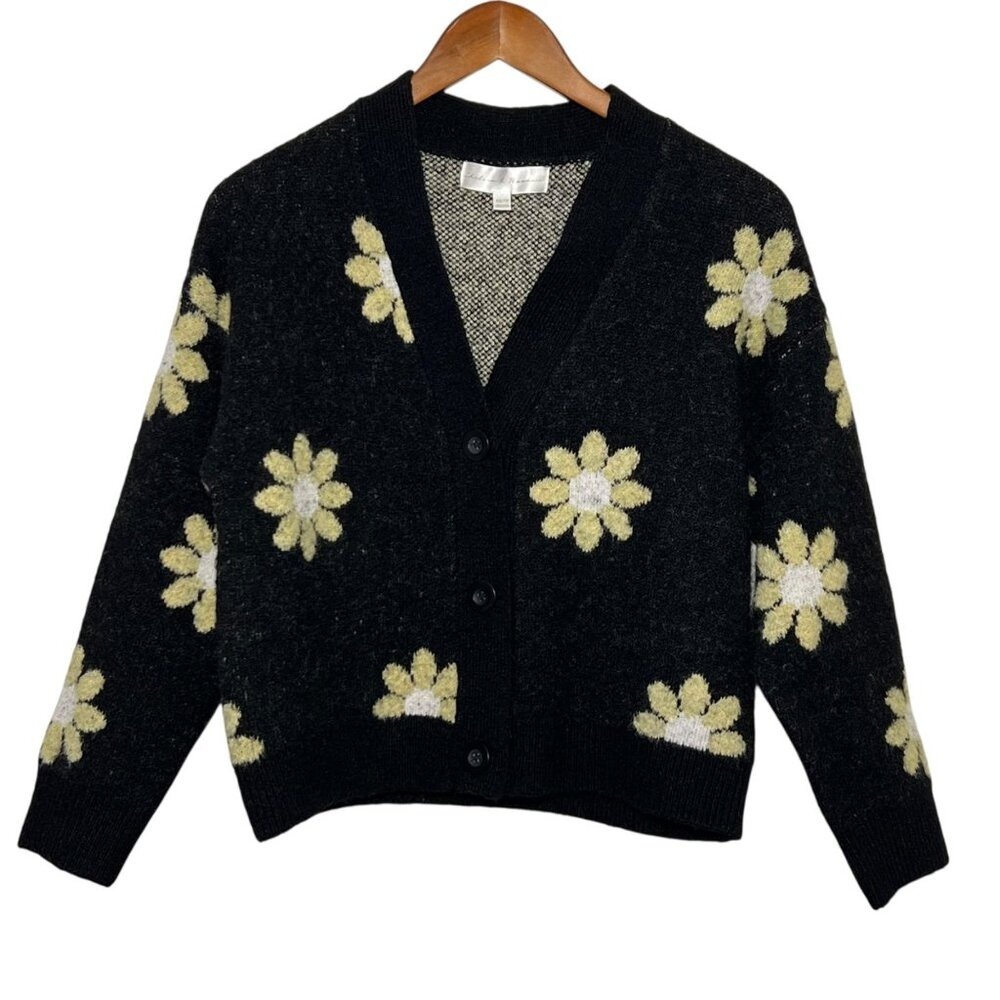 Chunky Knit Sweater Womens XS Whimsigoth Daisy Button Cardigan Granola Cozy